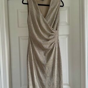 Ralph Lauren Gold Textured Midi Dress Size 4